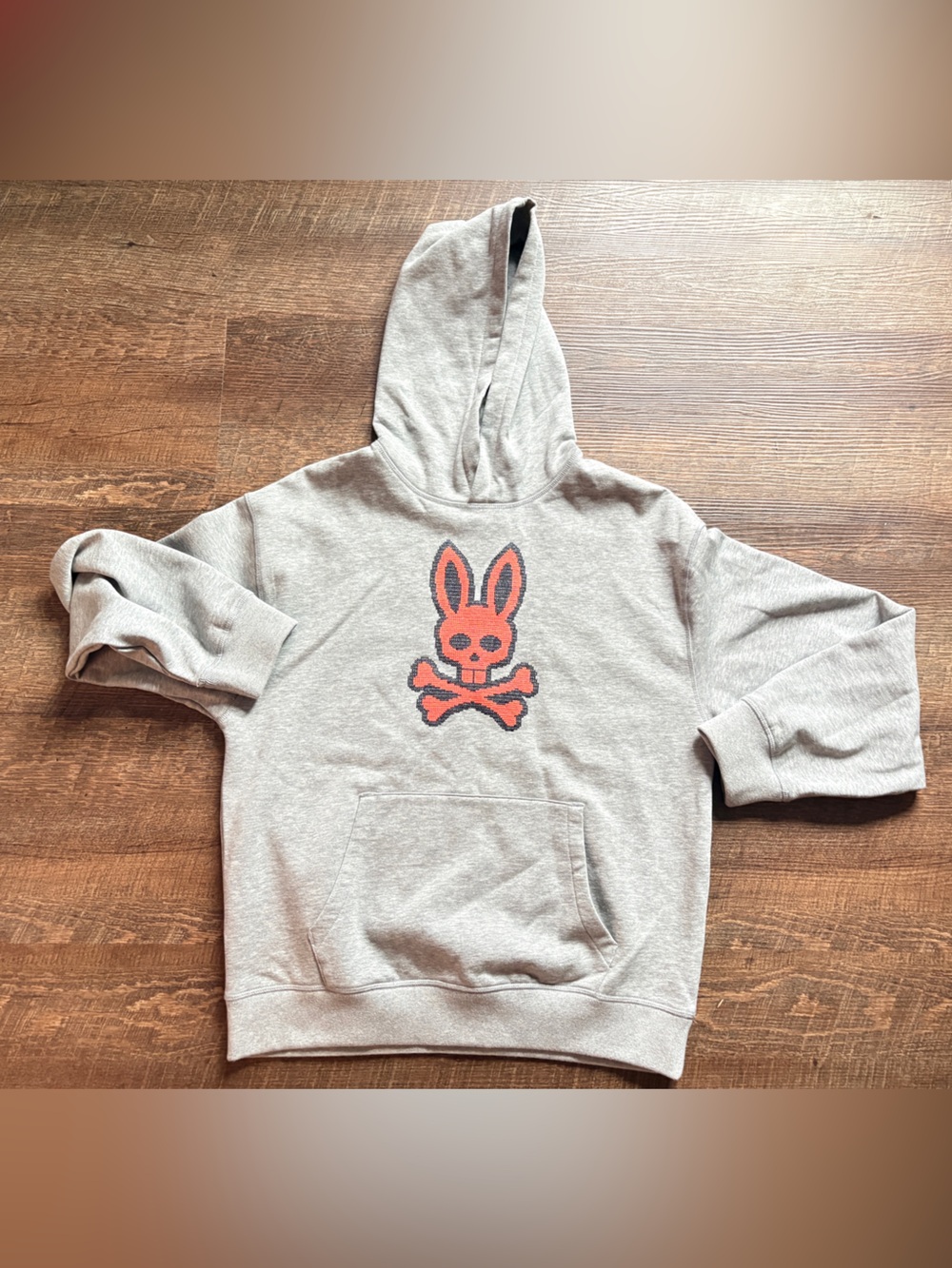 Psycho Bunny gray fleece lined Lancaster hooded sweatshirt sz S/M streetwear EUC - Picture 6 of 11
